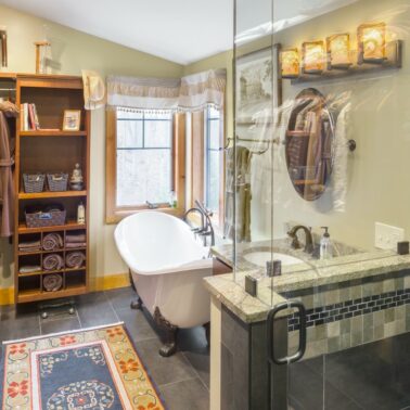 Bathroom Remodel - Custom glass shower enclosure Rhode Island home
